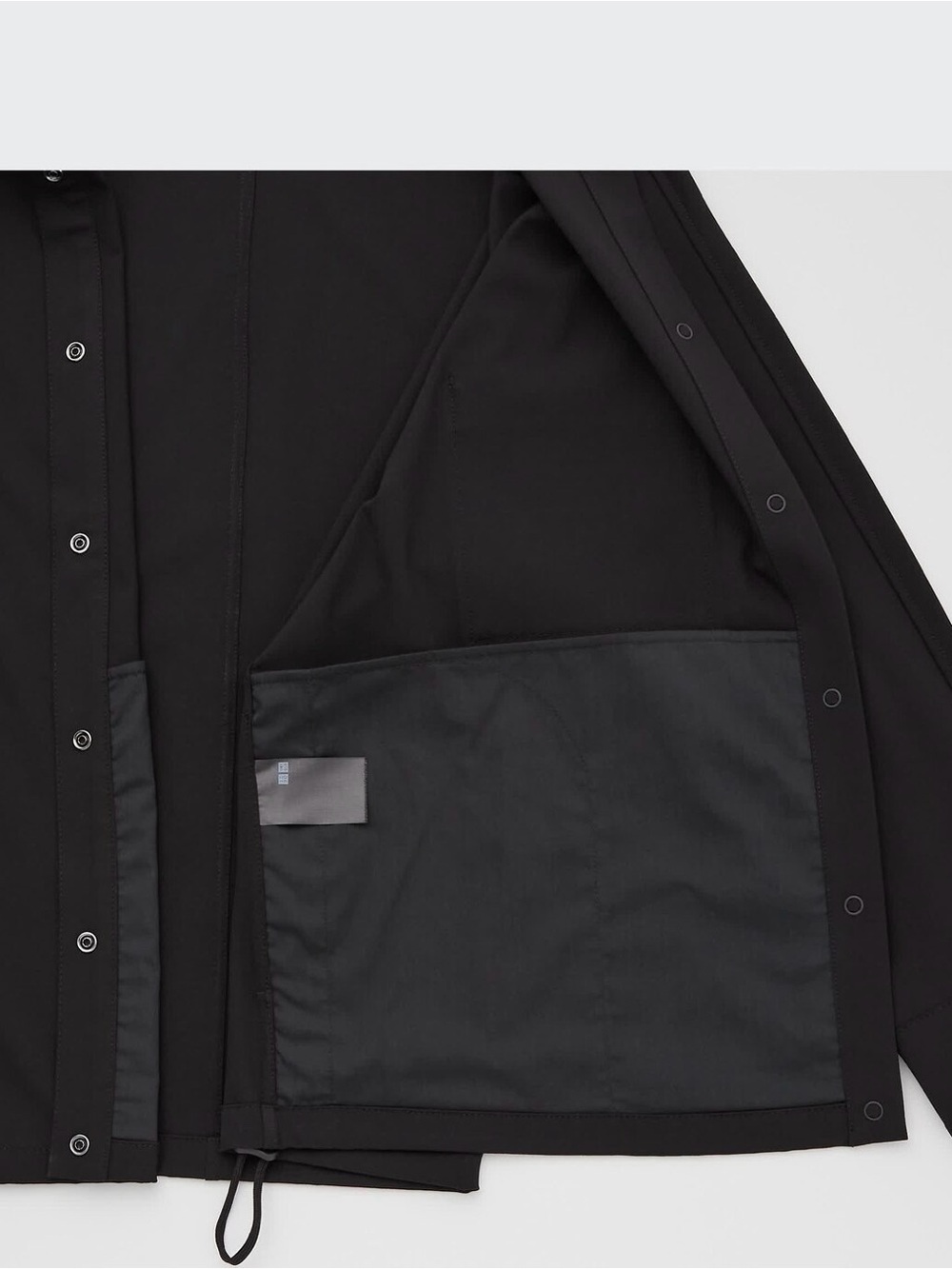 TheoryXUniqlo Black Oversized Nylon Cotton Bungee Snap Button-Front Jacket M - Picture 7 of 7